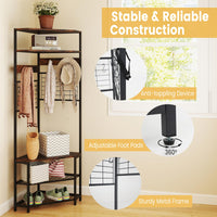 Tangkula 5-Tier Corner Hall Tree with Shoe Storage Bench