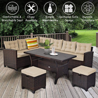 Tangkula 5 PCS Patio Furniture Set with Ottoman