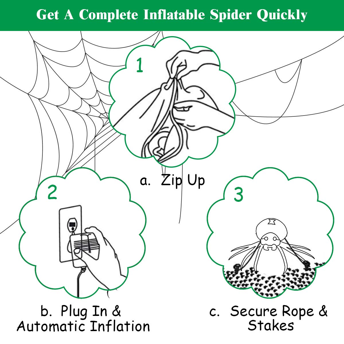 Tangkula 6 Ft Halloween Inflatable Spider with LED Lights Outdoor Indoor Halloween Decorations