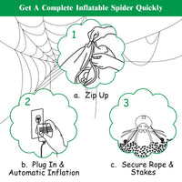 Tangkula 6 Ft Halloween Inflatable Spider with LED Lights Outdoor Indoor Halloween Decorations