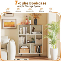 Tangkula Modern 7-Cube Bookcase with 4 Tapered Metal Legs