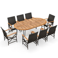 Tangkula 9 Pieces Patio Rattan Dining Set for Garden
