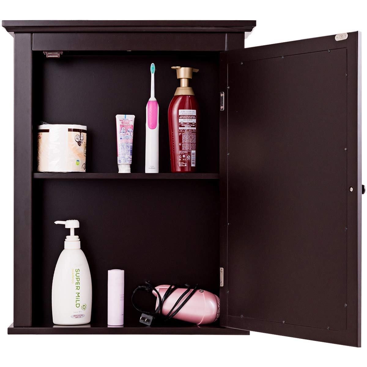 Tangkula Bathroom Cabinet with Mirror, Mirrored Wall-Mounted Storage Medicine Cabinet
