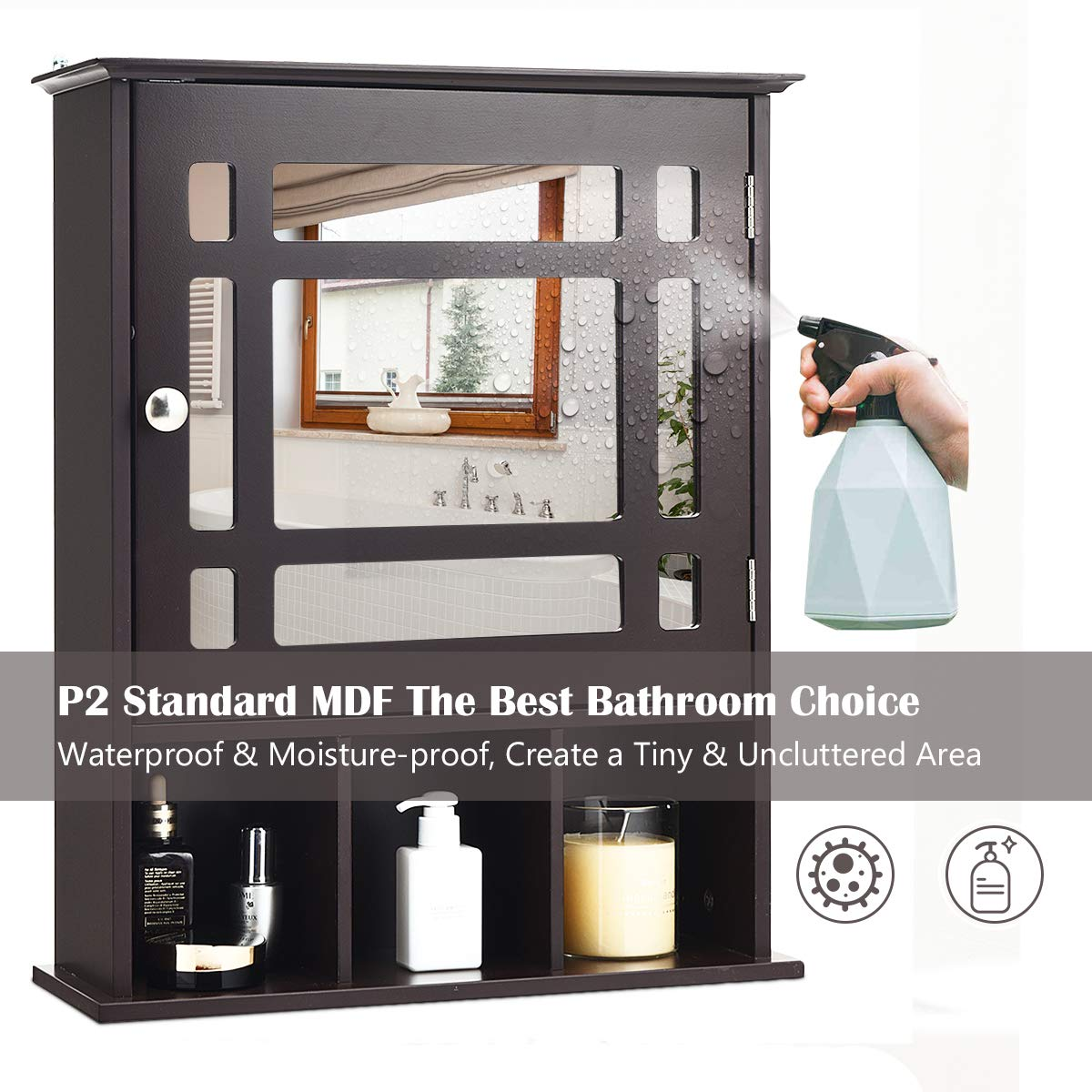 Tangkula Mirrored Medicine Cabinet
