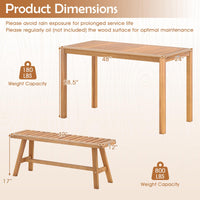 Tangkula 3 Pieces Acacia Wood Patio Dining Set