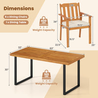 Tangkula 7 Pieces Patio Dining Table Set for Garden Backyard Kitchen