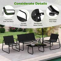 Tangkula 4/8 Piece Patio Furniture Set with Mesh Seat Fabric & Tempered Glass Tabletop