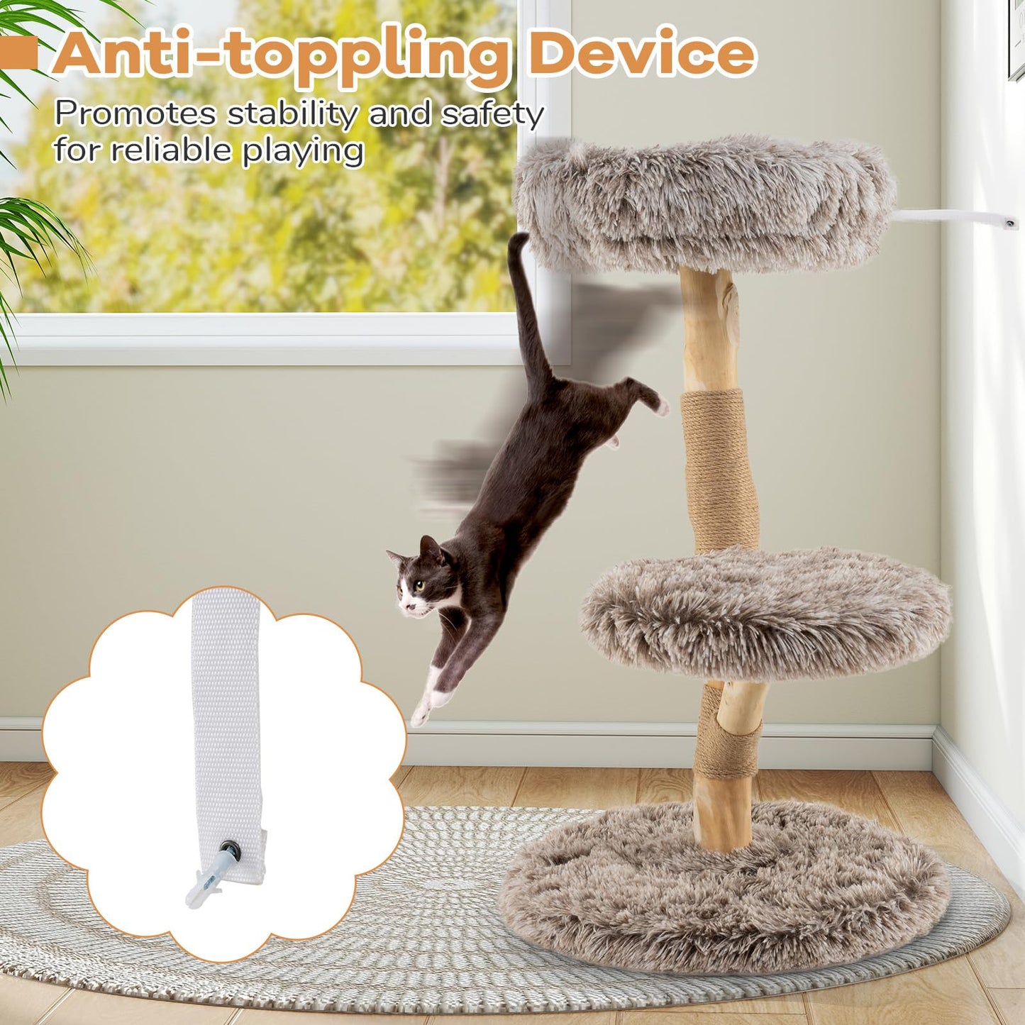 Arbre à chat moderne Tangkula avec poteau à griffer pour chatons d'intérieur