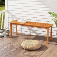 Tangkula 3 Piece Acacia Wood Patio Dining Table Set