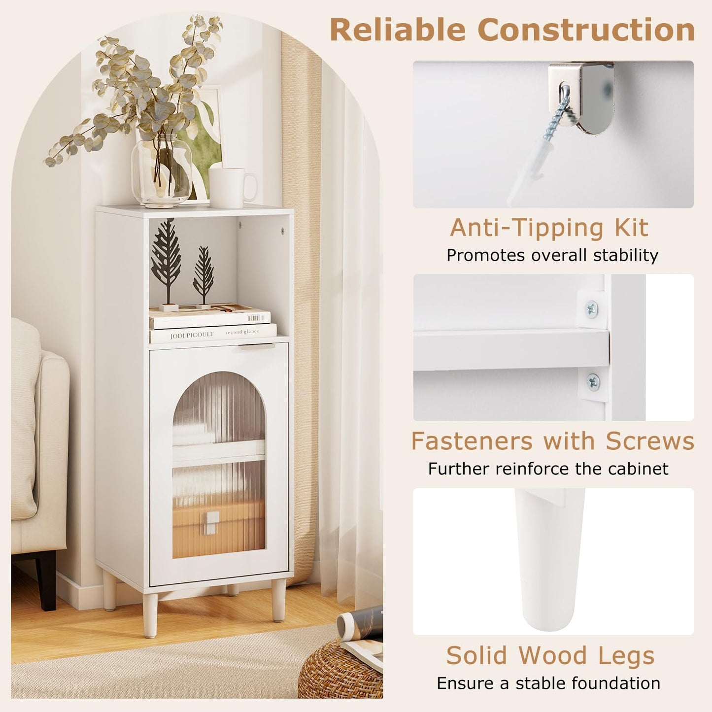 Tangkula Bathroom Floor Cabinet with Adjustable Shelf