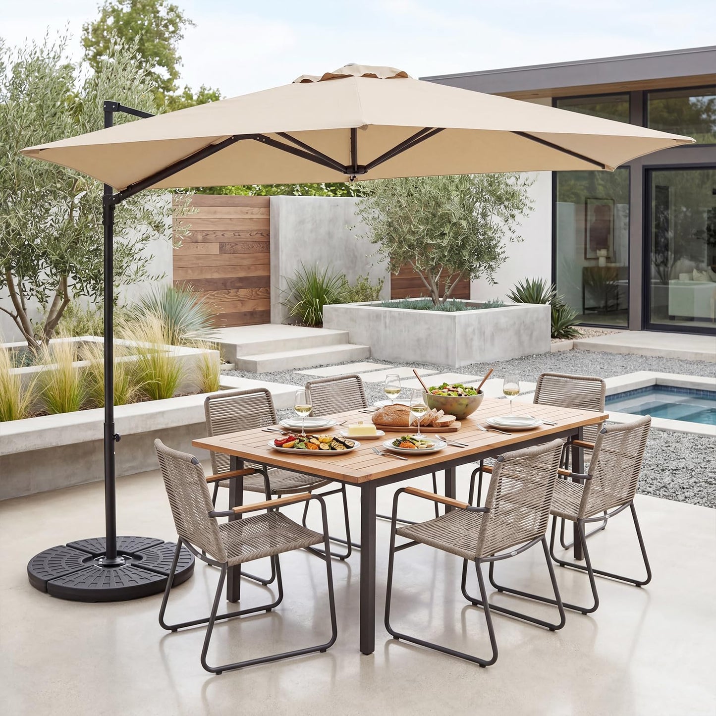 Tangkula 10 FT Patio Umbrella | Cantilever Offset Outdoor Umbrella with 360-Degree Rotation