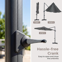 Tangkula 10ft Patio Umbrella | Offset Cantilever Square Outdoor Umbrella with 35 LED Lights