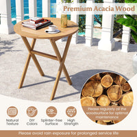 Tangkula 26 Inch Acacia Wood Outdoor Dining Table