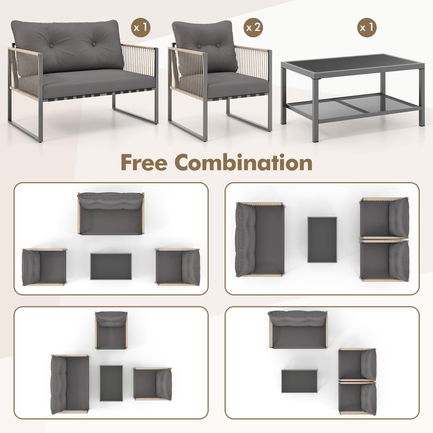 Tangkula 4/8 Pieces Patio Furniture Set