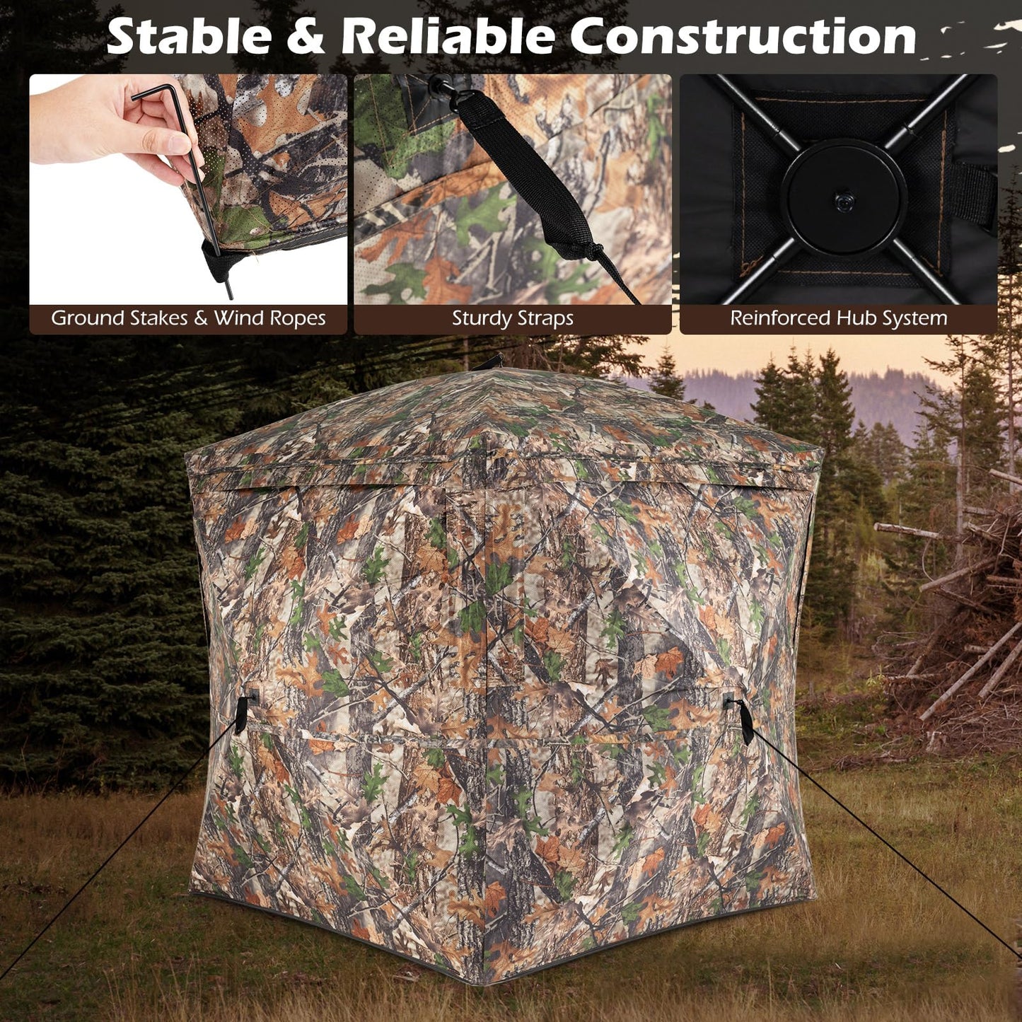 Tangkula 270° See Through Hunting Blind with Silent Magnetic Door & 4 Windows