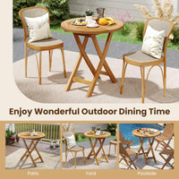 Tangkula 27.5 Inch Patio Bistro Table with Slatted Tabletop