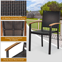 Tangkula 5 Pieces Patio Dining Set, Modern Conversation Set w/Solid Wood Table & Umbrella Hole for Backyard Garden Porch