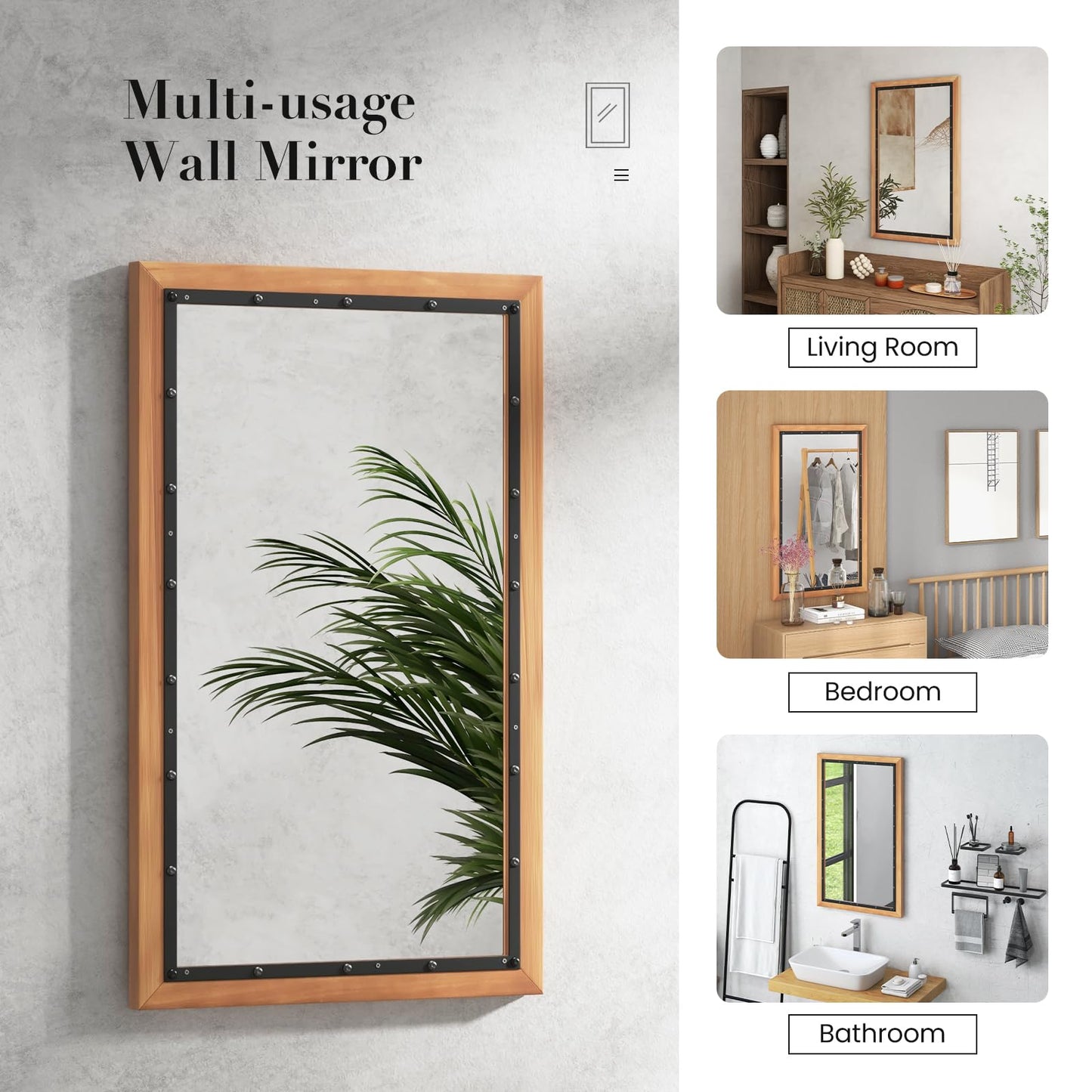 Tangkula 22" x 36" Inch Farmhouse Wall Mirror