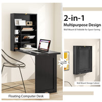 Tangkula Wall Mounted Fold Out Convertible Desk for Home Office