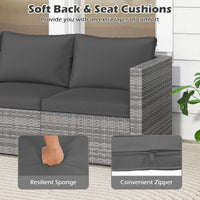 Tangkula 3 Seat Outdoor Modular PE Rattan Patio Cushioned Sectional Couch Furniture Set