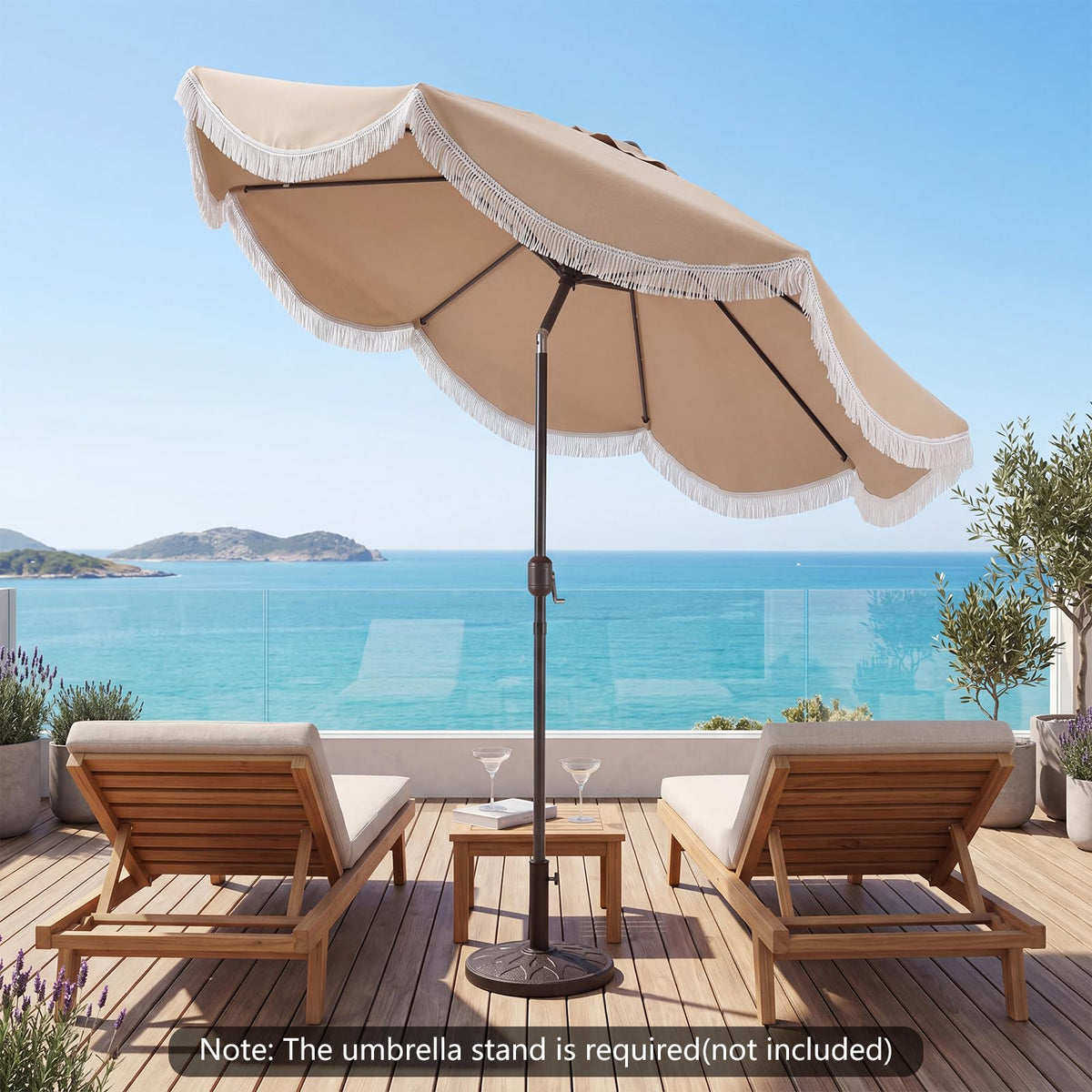 Tangkula 10 FT Patio Umbrella with Fringe