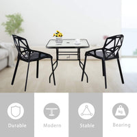 Outdoor Dining Table with 2 inches Umbrella Hole, 32 inches Tempered Glass Top Square Patio Table