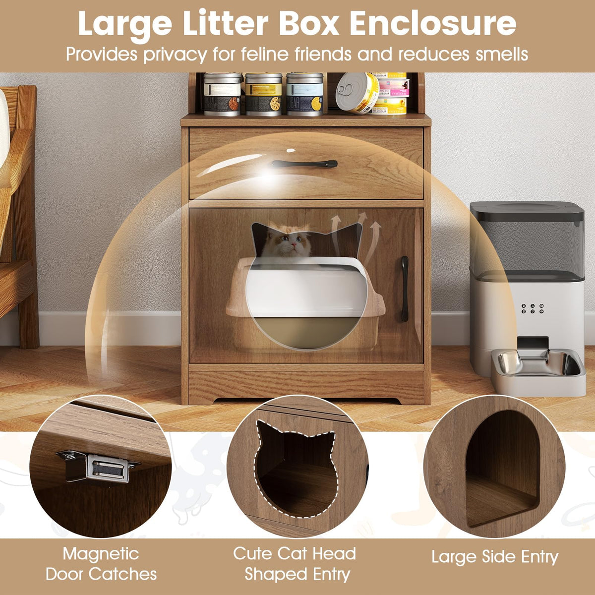 Tangkula 60" Tall Cat Litter Box Enclosure