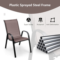 Tangkula 4 Pieces Patio Dining Chairs, Outdoor Stackable All Weather Heavy Duty Dining Chairs Set with Armrests