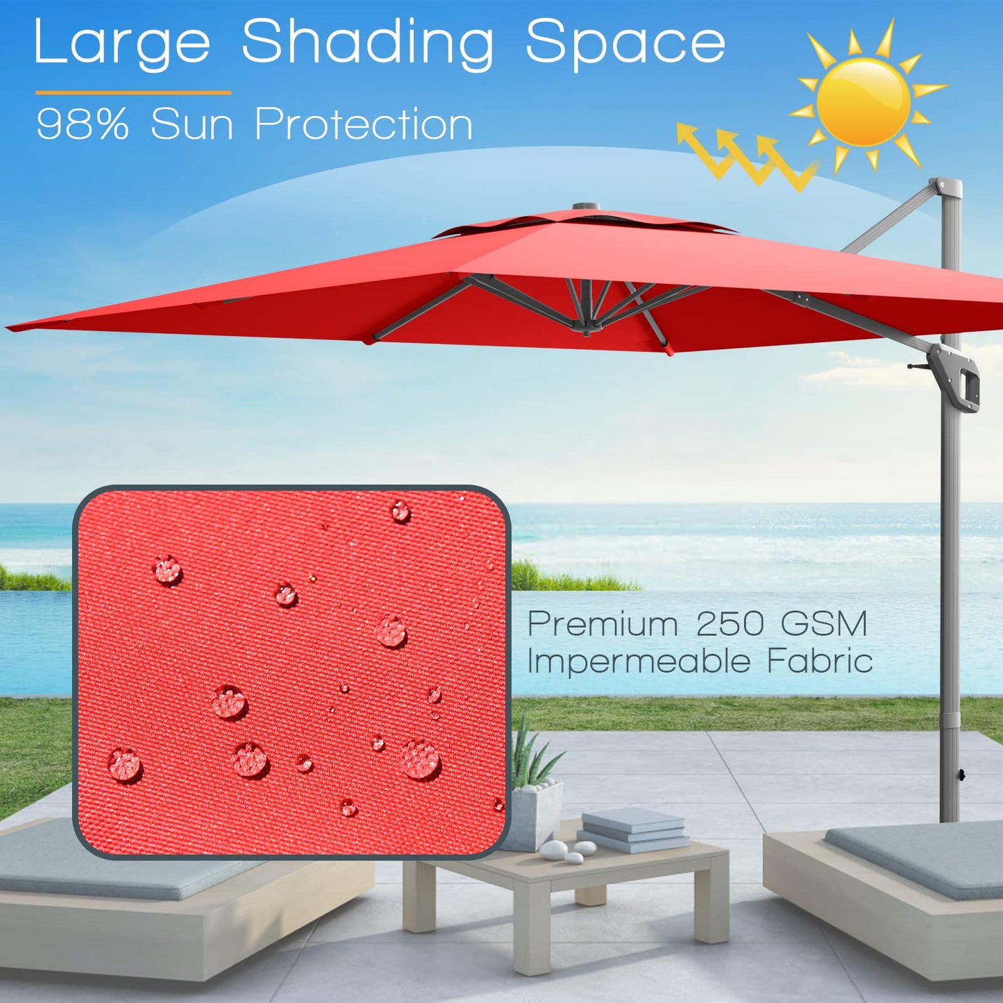 Tangkula 10FT Patio Cantilever Umbrella for Garden Backyard