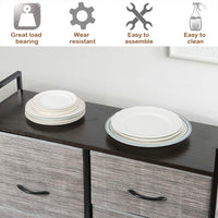 Fabric Drawer Dresser w/Clothes Rack, Storage Organizer with Metal Frame and Wooden Top
