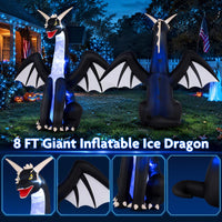 Tangkula 8 FT Tall Halloween Inflatables Ice Dragon Outdoor Decoration