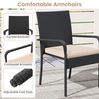 Tangkula 3 Pieces Patio Furniture Set with 2 Tier Tempered Glass Tabletop Table