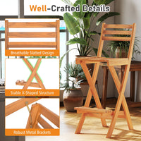 Tangkula Patio Folding Barstool Set with Backrest & Footrest