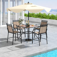 Tangkula Patio Dining Table for 4, Square Heavy Duty Bistro Table with Wooden-like Waterproof Tabletop