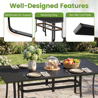 Tangkula Metal Patio Dining Table with Umbrella Hole for Balcony and Backyard