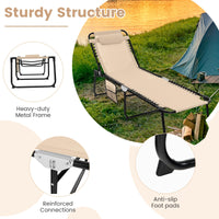 Tangkula Foldable Beach Lounge Chair for Outdoor, Reclining Chair with Removable Headrest
