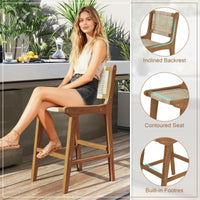 Tabouret de bar d'extérieur Tangkula à hauteur de comptoir avec dossier et repose-pieds pour balcon