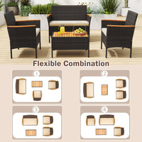 Tangkula Patio Wicker Sofa Set w/Coffee Table
