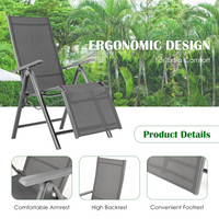Chaise longue pliante d'extérieur Tangkula, fauteuil inclinable de patio avec 7 positions de dossier et de repose-pieds réglables