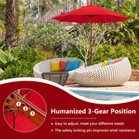 TANGKULA 9.5 FT Pulley Lift Round Patio Umbrella, Wooden Market Umbrella