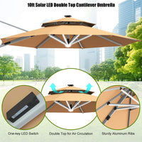 Tangkula 10 FT LED Cantilever Offset Hanging Patio Umbrella