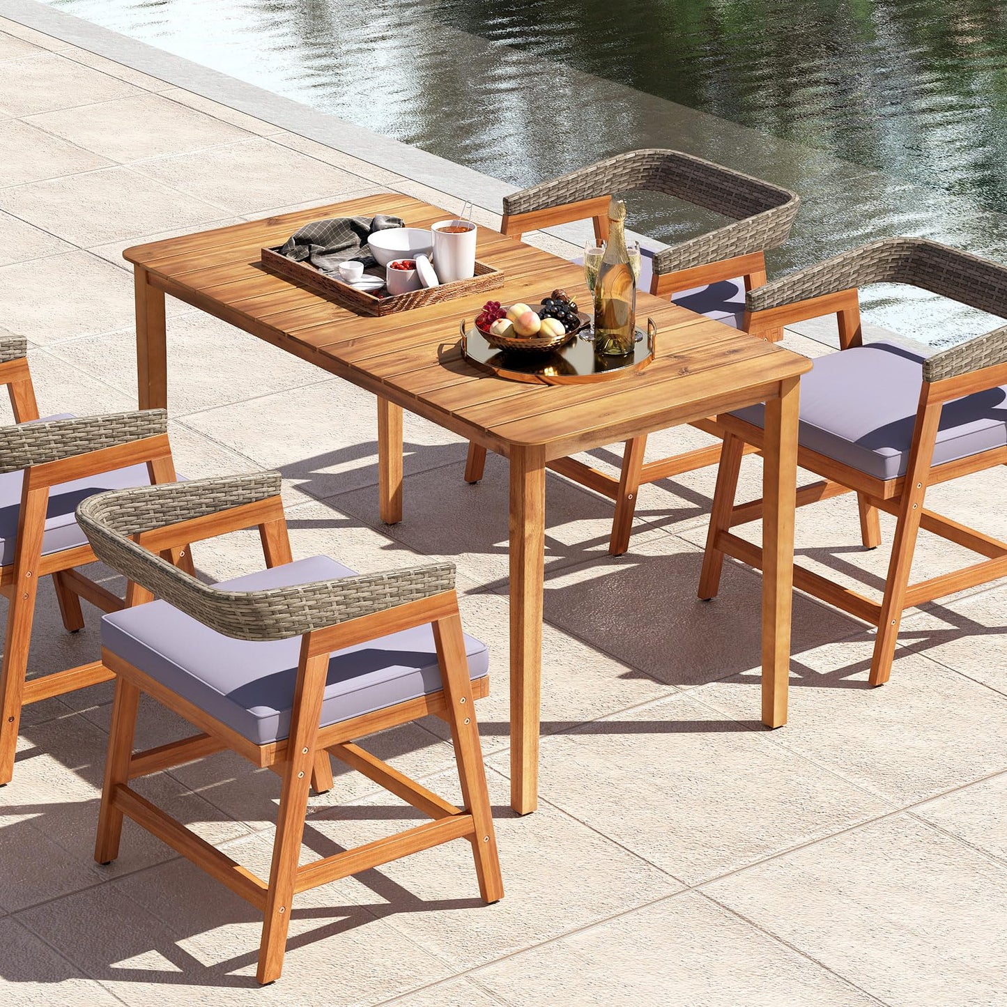 Tangkula Rectangular Outdoor Dining Table（54 x 28 x 29）