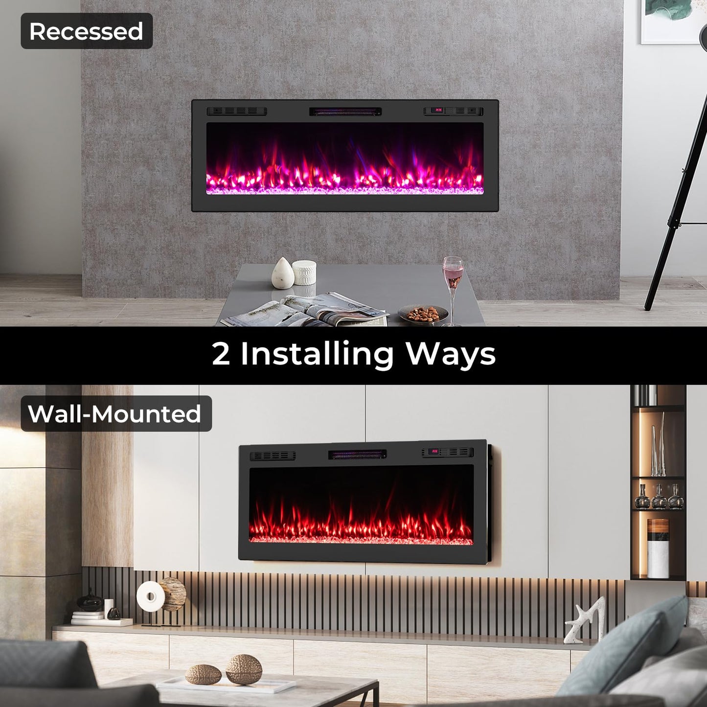 Tangkula 50” Wi-Fi Enabled Electric Fireplace
