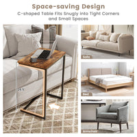 Tangkula C Table Snack Table Over Bed Table with Metal Frame