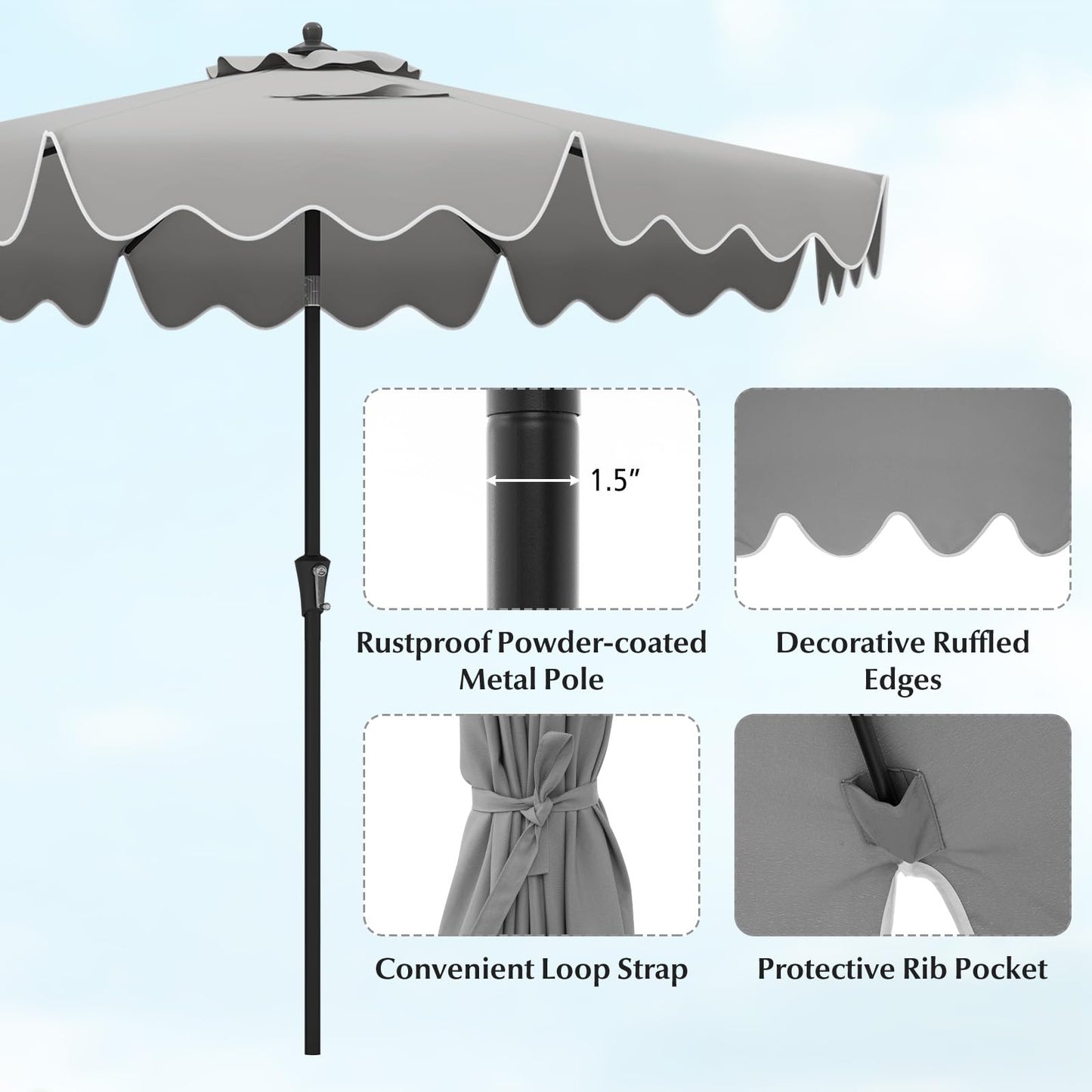 Tangkula 9 FT Patio Umbrella with Crank Handle