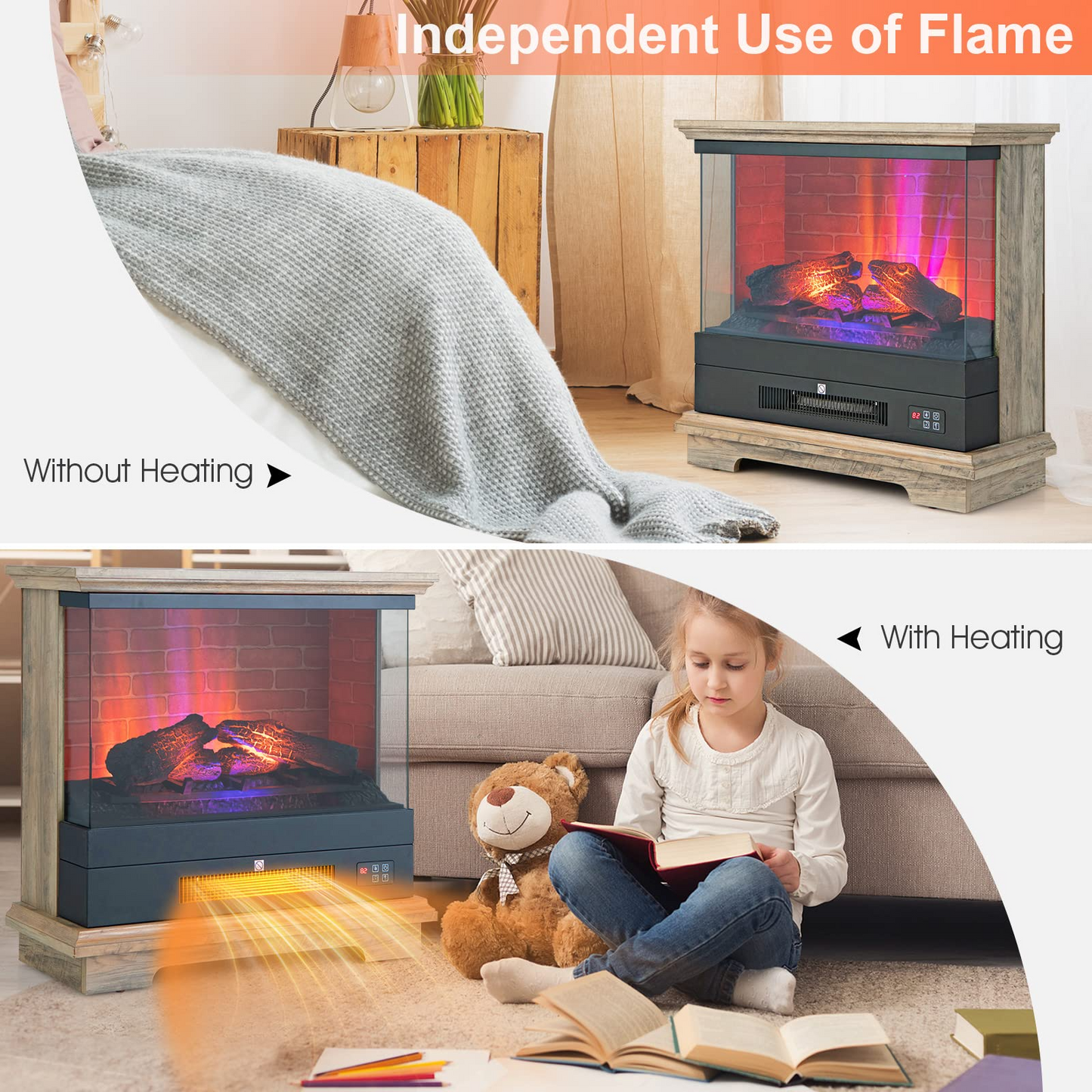 27 Inch Freestanding Fireplace - Tangkula