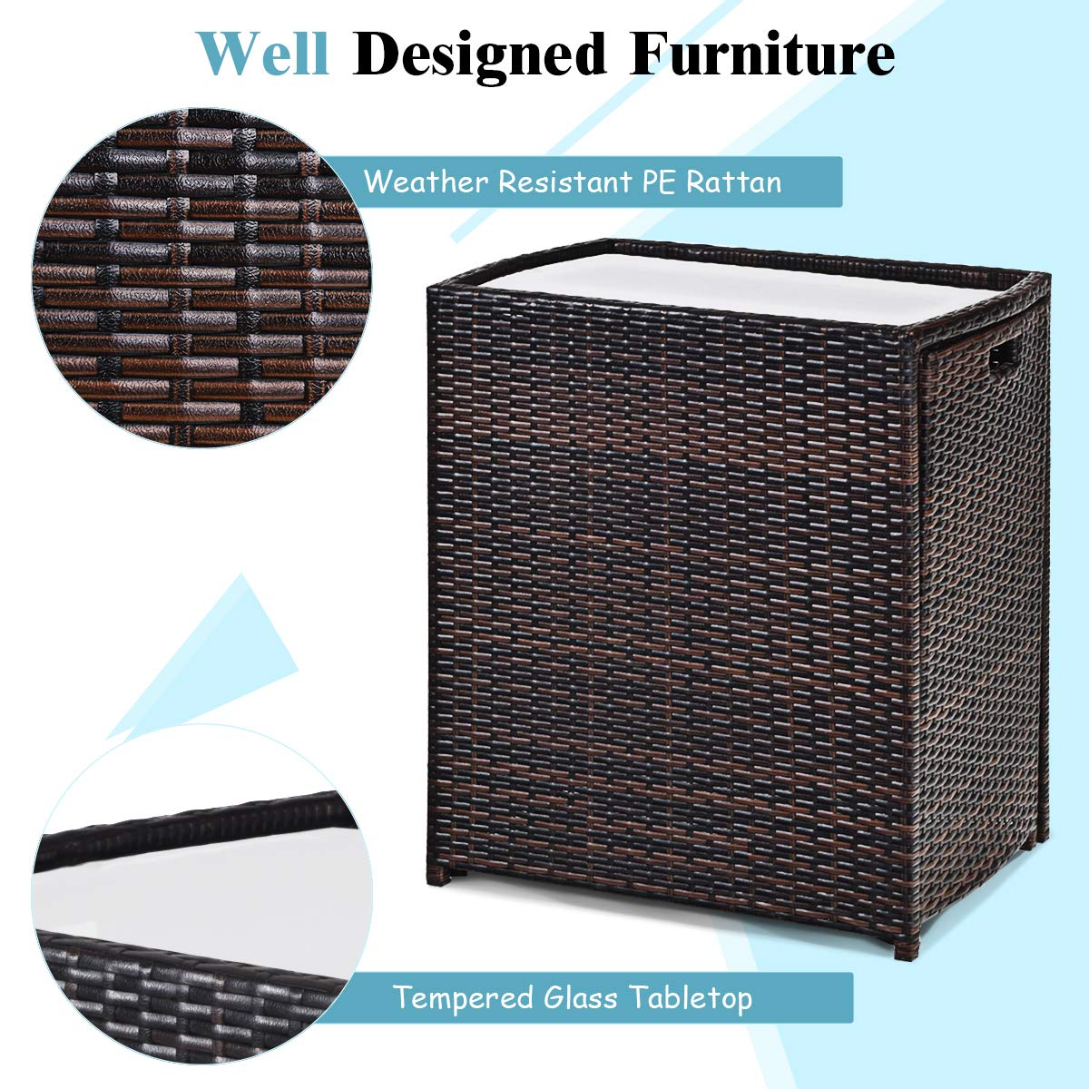 3 PCS Outdoor Rattan Dining Set  - Tangkula