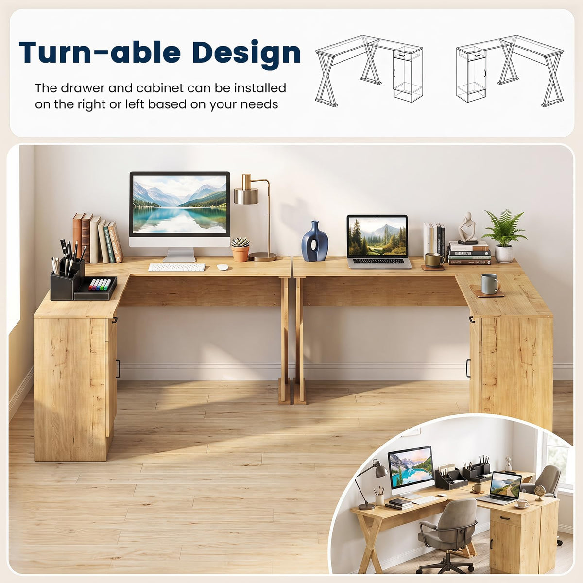 Tangkula L-Shaped Computer Desk Home Office Workstation