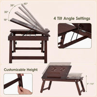 Tangkula Portable Bamboo Laptop Desk for Bed with Tilting Top