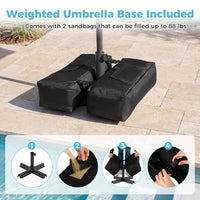 Tangkula 9 FT/10 FT Solar Patio Umbrella with Base Included 32 LED Lights